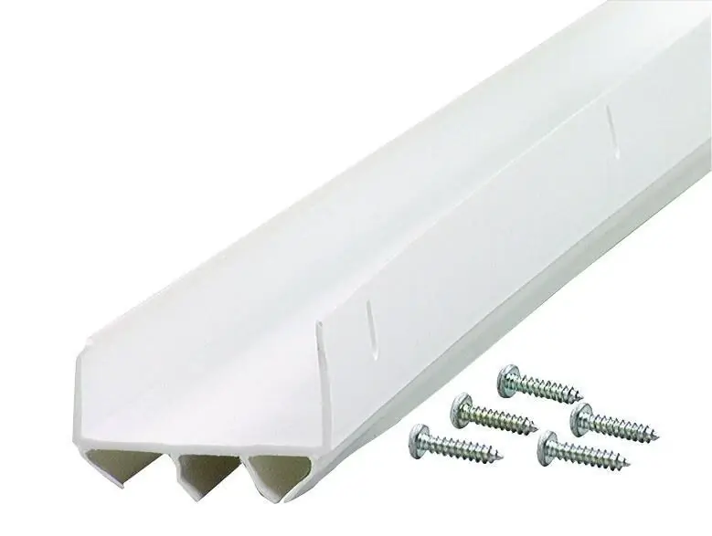 Door Bottom With Vinyl Fins, U-Shaped, White, 36-In.