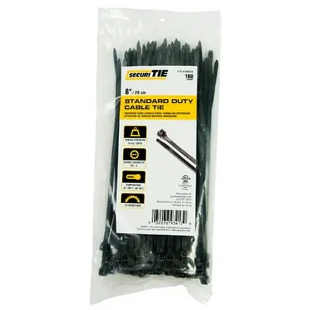 Gardner Bender® CT8-50100UVB Standard Duty Cable Tie, UV Black, 8", 100-Pack