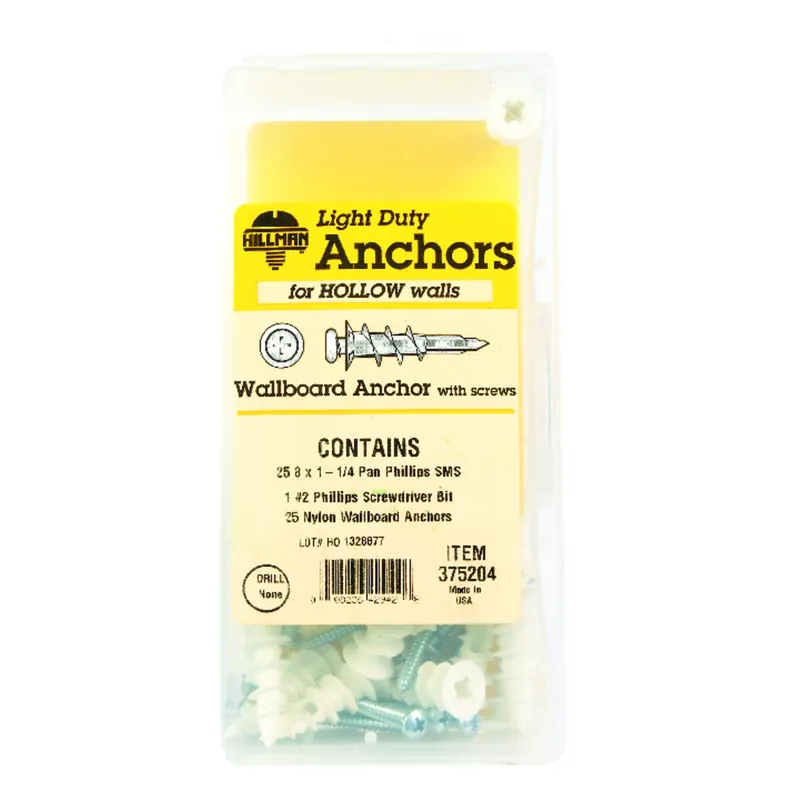 HILLMAN .164 In. D X 1-1/4 In. L Nylon Pan Head Wallboard Anchor Kit 51 Pc