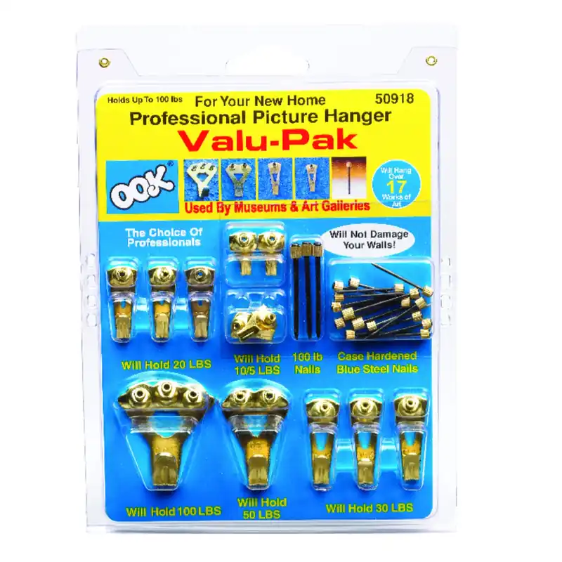 OOK Brass-Plated Assorted Picture Hanging Set 100 Lb 34 Pk
