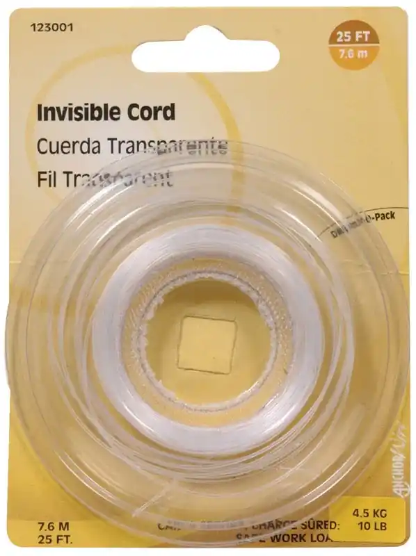 Picture Hanging Cord, Invisible, Nylon, 10-Lb. Load, 25-Ft.