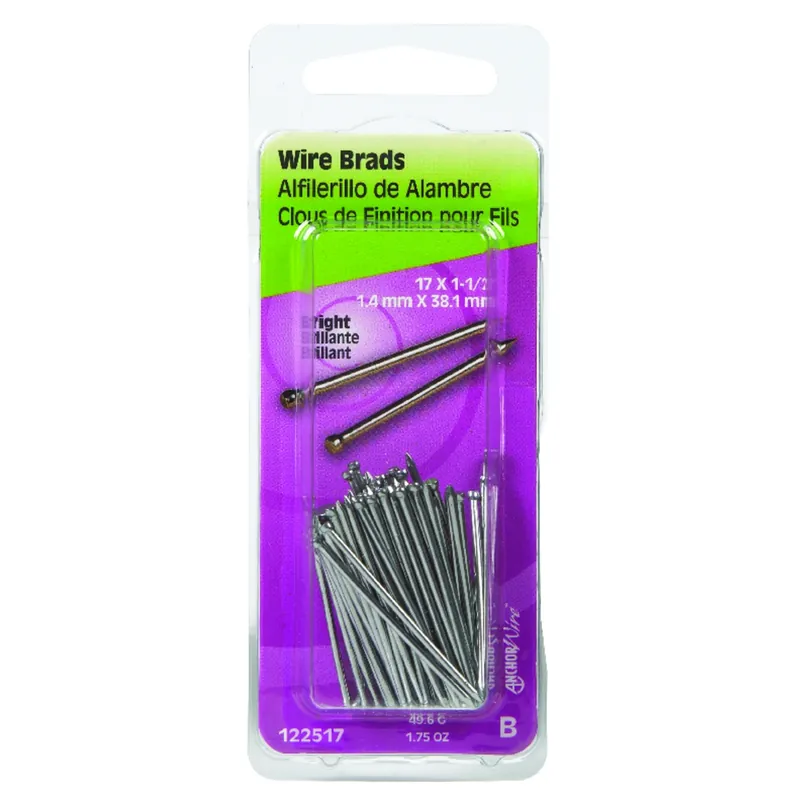 HILLMAN 17 Ga. X 1-1/2 In. L Bright Steel Brad Nails 1 Pk 1.75 Oz