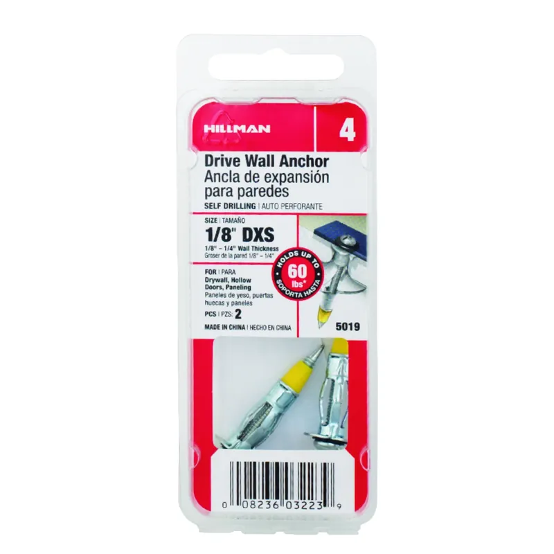 HILLMAN 1/8 In. D X 1.45 In. L Steel Pan Head Drive Wall Anchors 2 Pk
