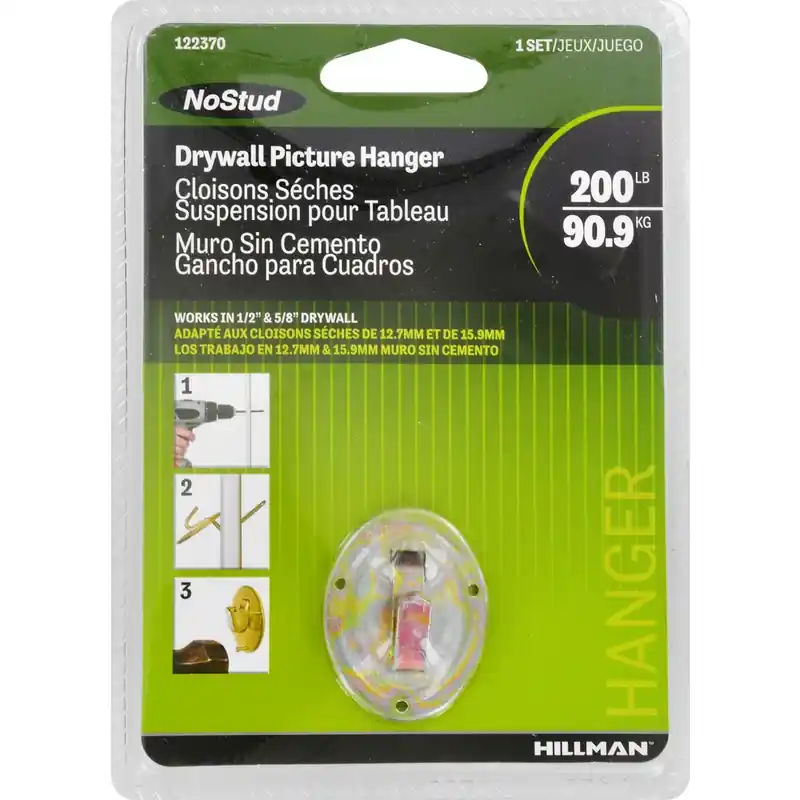 HILLMAN Zinc Silver Drywall Picture Hanger 200 Lb 1 Pk