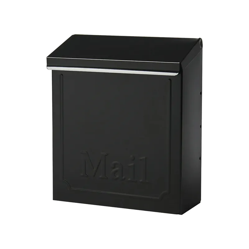 Locking Wall Mount Mailbox - Black Galvanized Steel, 10.1 In. Height