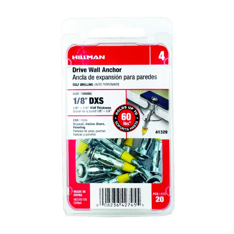 HILLMAN 1/8 In. D X 1.45 In. L Steel Pan Head Drive Wall Anchors 20 Pk