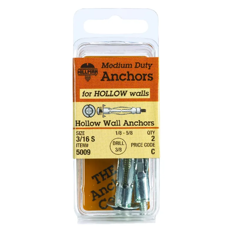 HILLMAN 3/16 In. D X 2 1/4 In. L Steel Pan Head Hollow Wall Anchors 2 Pk