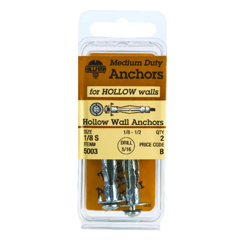 HILLMAN 1/8 In. D X 1-1/2 In. L Steel Pan Head Hollow Wall Anchors 2 Pk