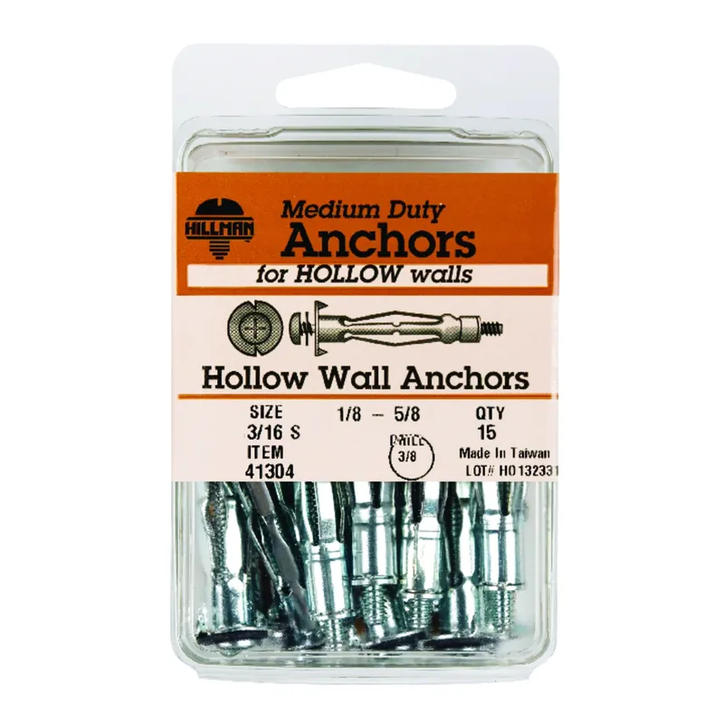 HILLMAN 3/16 In. D X 3/16 Short In. L Metal Pan Head Hollow Wall Anchors 15 Pc