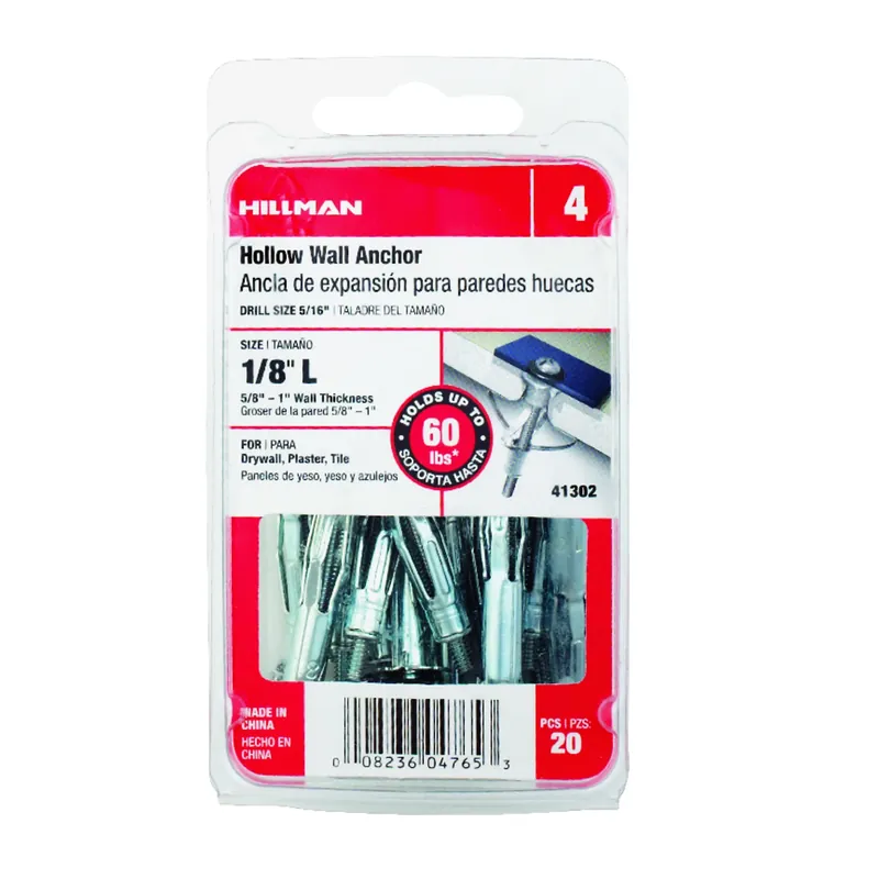 HILLMAN 1/8 In. D X 1/8 Long In. L Metal Pan Head Hollow Wall Anchors 20 Pc