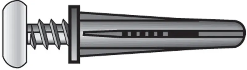 HILLMAN .19 In. D X 1 In. L Plastic Pan Head Conical Anchor 25 Pc