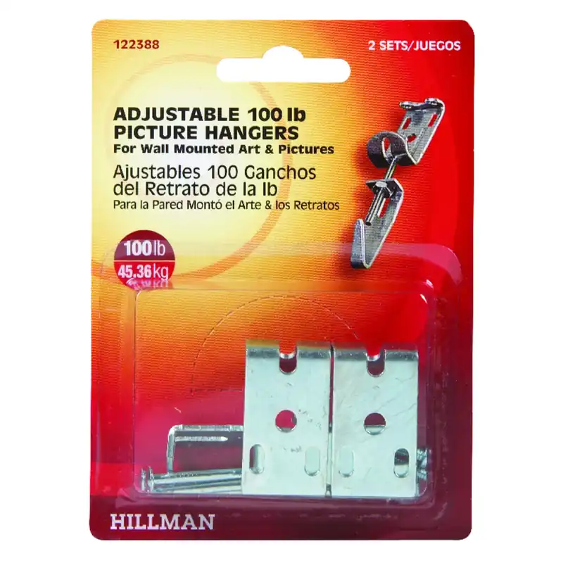 HILLMAN AnchorWire Zinc Silver Adjustable Picture Hanger 100 Lb 2 Pk