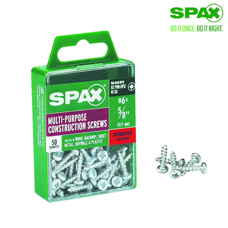 SPAX No. 6 X 5/8 In. L Phillips/Square Zinc-Plated Serrated Multi-Material Screw 50 Pk
