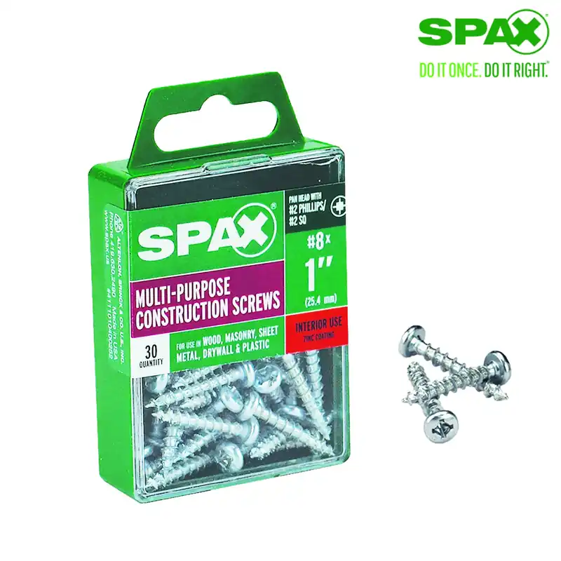 SPAX No. 8 X 1 In. L Phillips/Square Zinc-Plated Serrated Multi-Material Screw 30 Pk