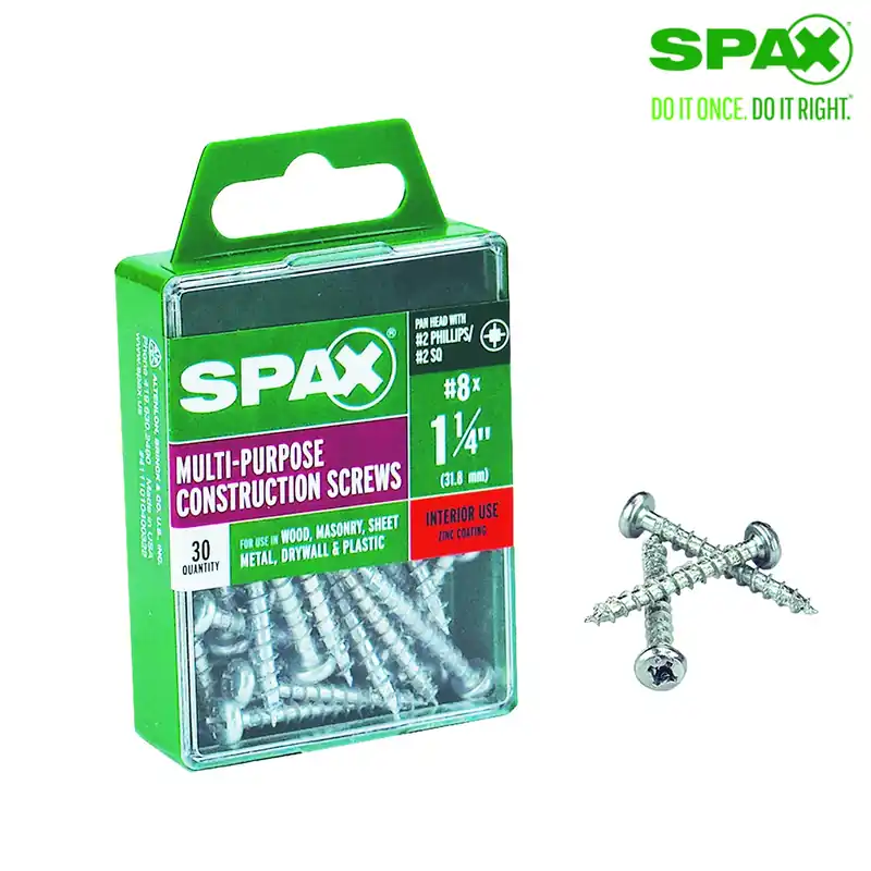 SPAX No. 8 X 1.25 In. L Phillips/Square Zinc-Plated Serrated Multi-Material Screw 30 Pk