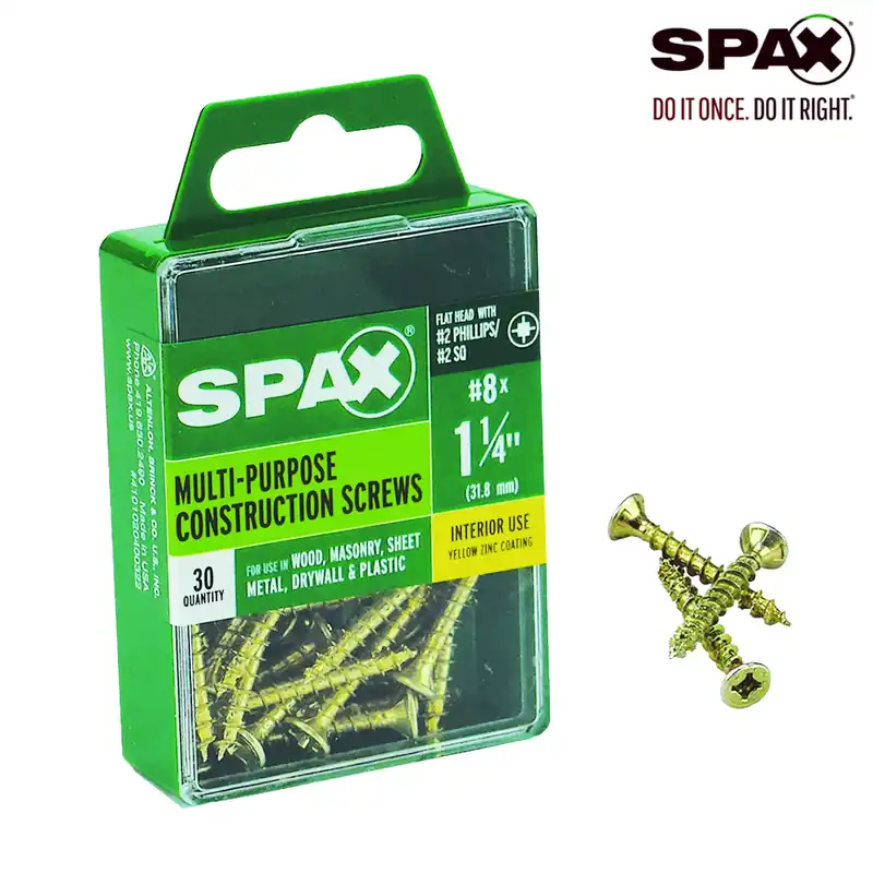 SPAX Multi-Material No. 8 Label X 1-1/4 In. L Unidrive Flat Head Serrated Construction Screws