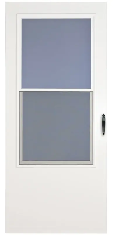 Storm Door, White Vinyl, Solid Wood Core, 32 X 81-Inch