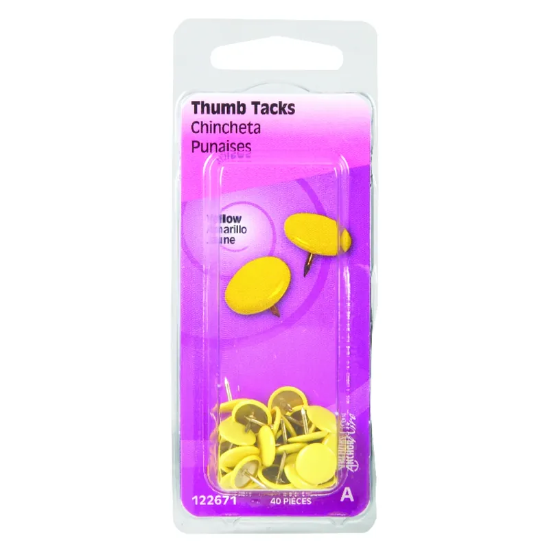 HILLMAN 5/16 In. L Yellow Steel Thumb Tacks 1 Pk