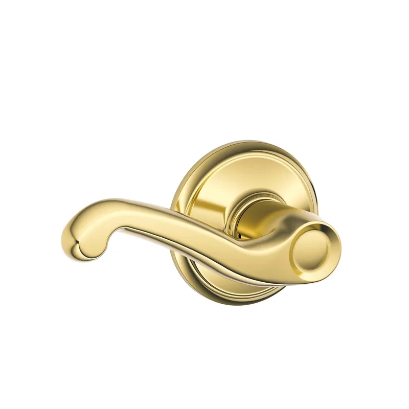 Flair Lever Passage Lockset, Bright Brass