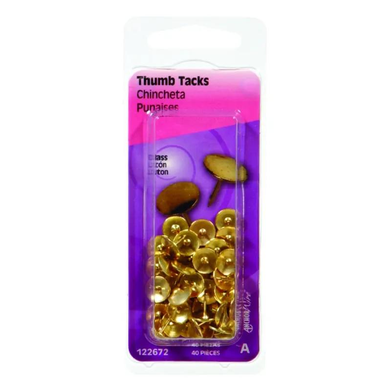HILLMAN 5/16 In. L Gold Steel Thumb Tacks 40 Pk