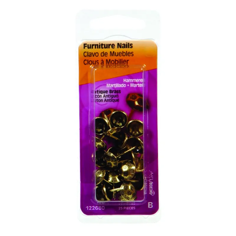 HILLMAN No. 9 Size Antique Brass Brass Furniture Nails 1 Pk