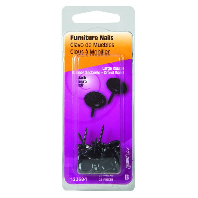 HILLMAN Large Size Black Brass Furniture Nails 25 Pk