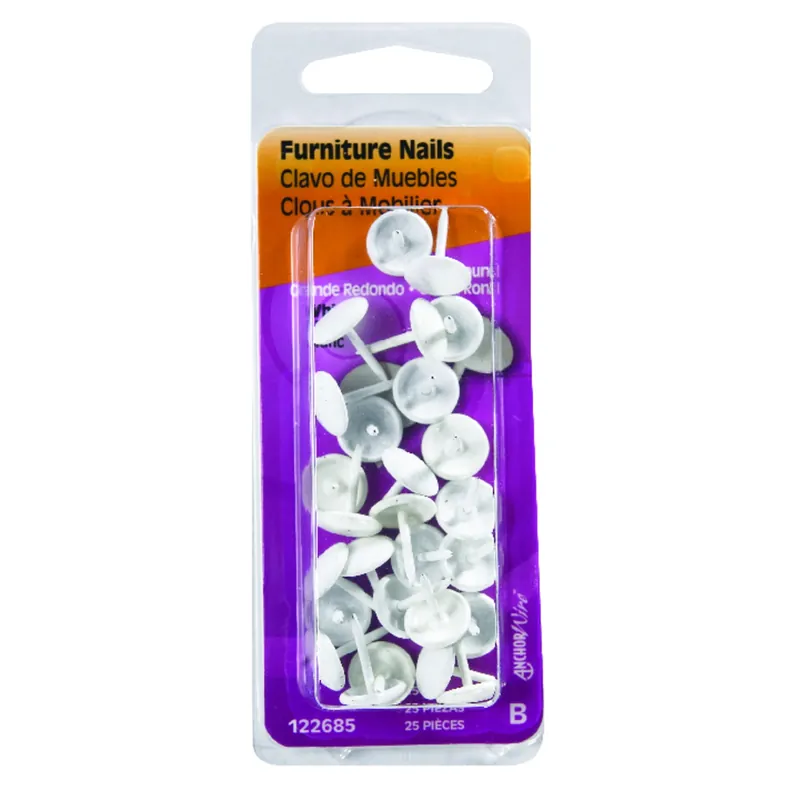 HILLMAN Large Size Brass-Plated White Brass Furniture Nails 1 Pk