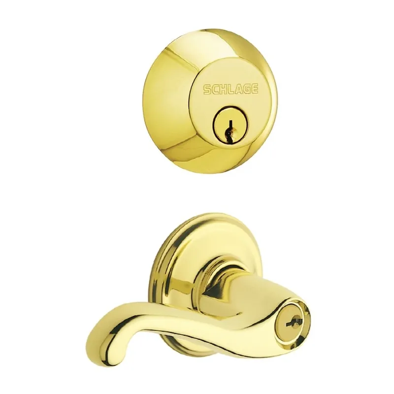 Flair Bright Brass Traditional Keyed Entry Door Handleset Model 43156791934