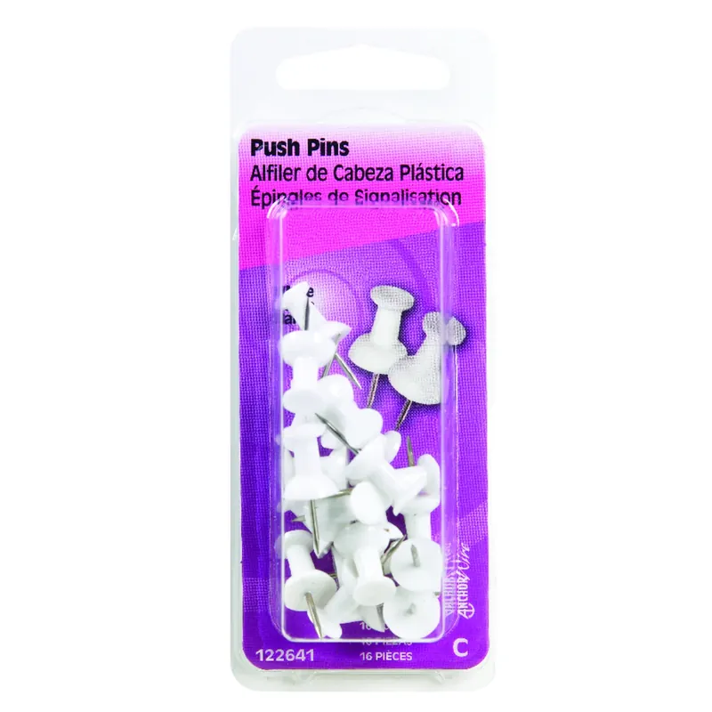 HILLMAN White Push Pins 16 Pc