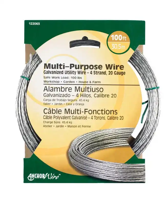 Hillman 100‑Foot Galvanized Steel Wire – 20 Gauge Stranded