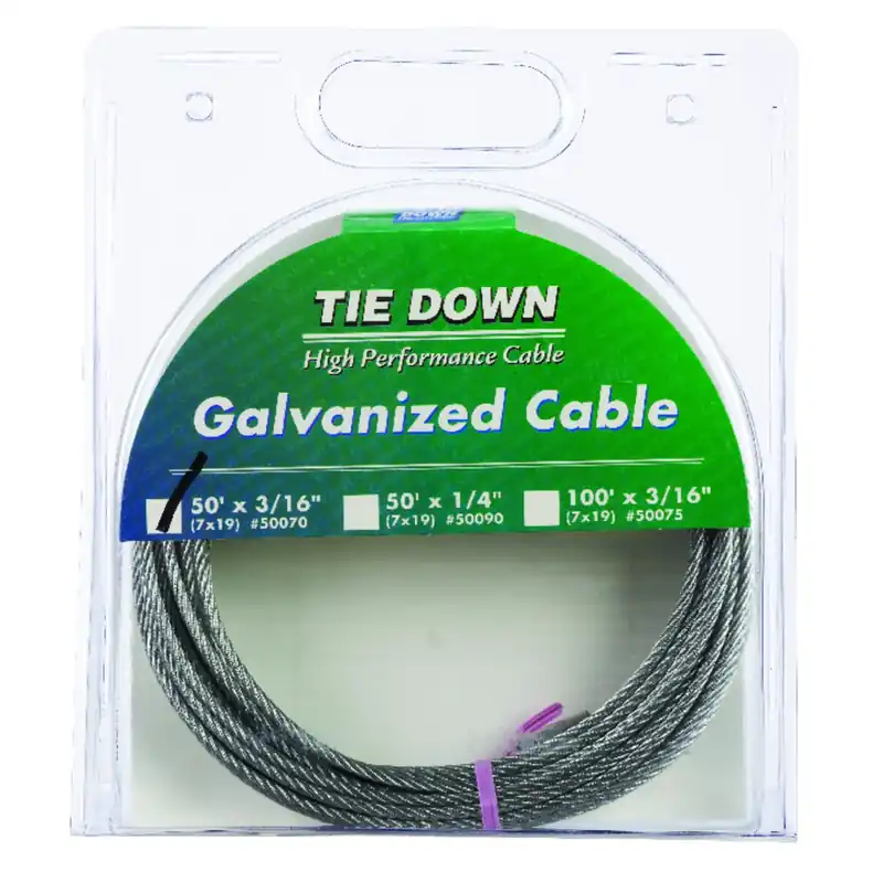Galvanized Steel 3/16 In. Diameter X 50 Ft. Length Aircraft Cable