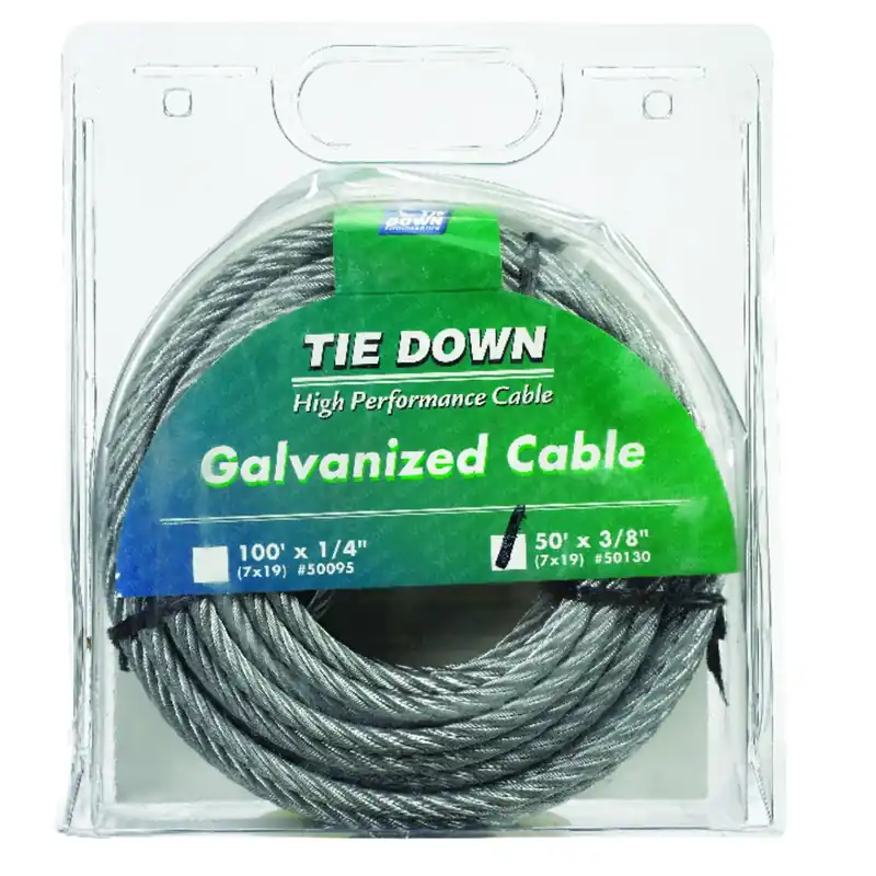 Galvanized Steel 3/8 In. Diameter X 50 Ft. Length Aircraft Cable