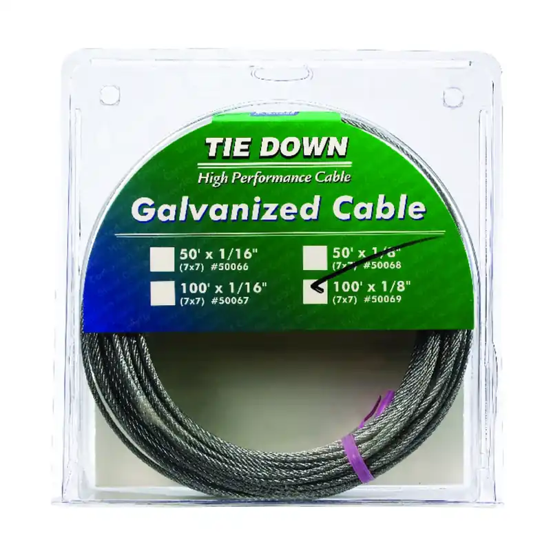 Galvanized Steel 1/8 In. Diameter X 100 Ft. Length Aircraft Cable
