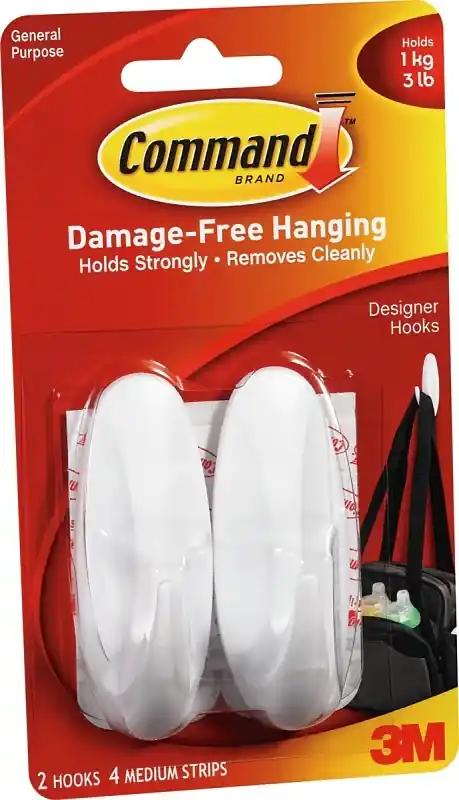3M Command Medium Plastic Designer Hooks 3.15 In. L 4 Pk