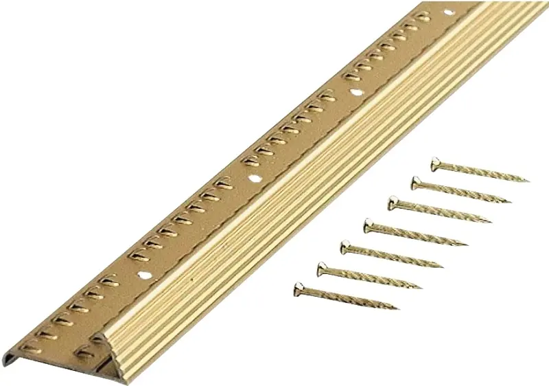 Fluted Carpet Gripper With Teeth, Satin Brass, 1.4 X 36 In.