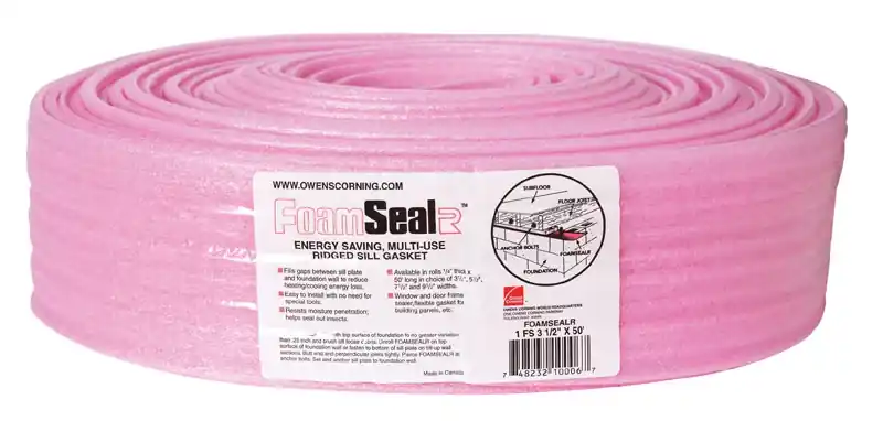 Foamsealr 3.5 In. W X 50 Ft. L Unfaced Fiberglass Sill Gasket Roll