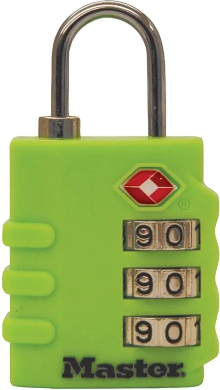 Master Lock 1-9/16 In. H X 5/8 In. W X 1-3/8 In. L Vinyl/Steel 3-Dial Combination Luggage Lock
