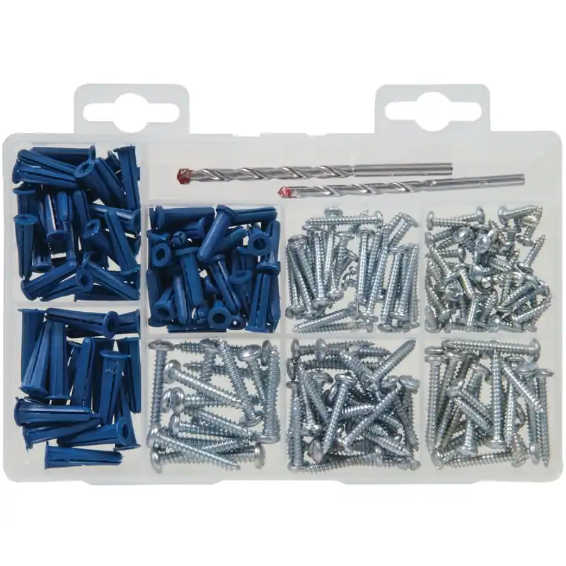 HILLMAN Assorted In. D X Assorted In. L Plastic/Stainless Steel Pan Head Anchor Kit 213 Pk