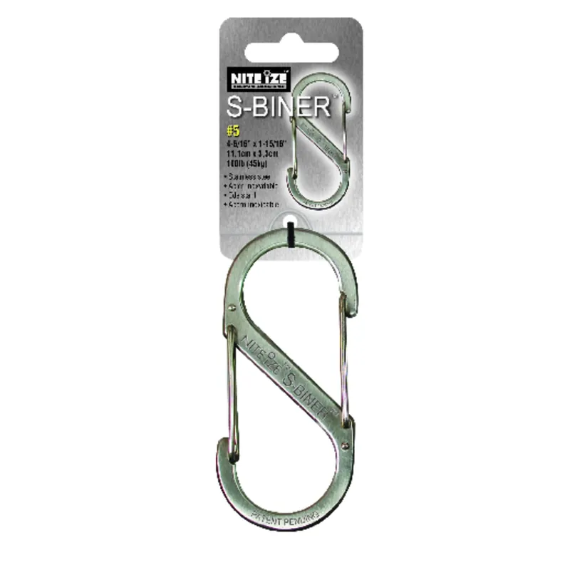S-Biner Carabiner Clip, 5, Stainless Steel
