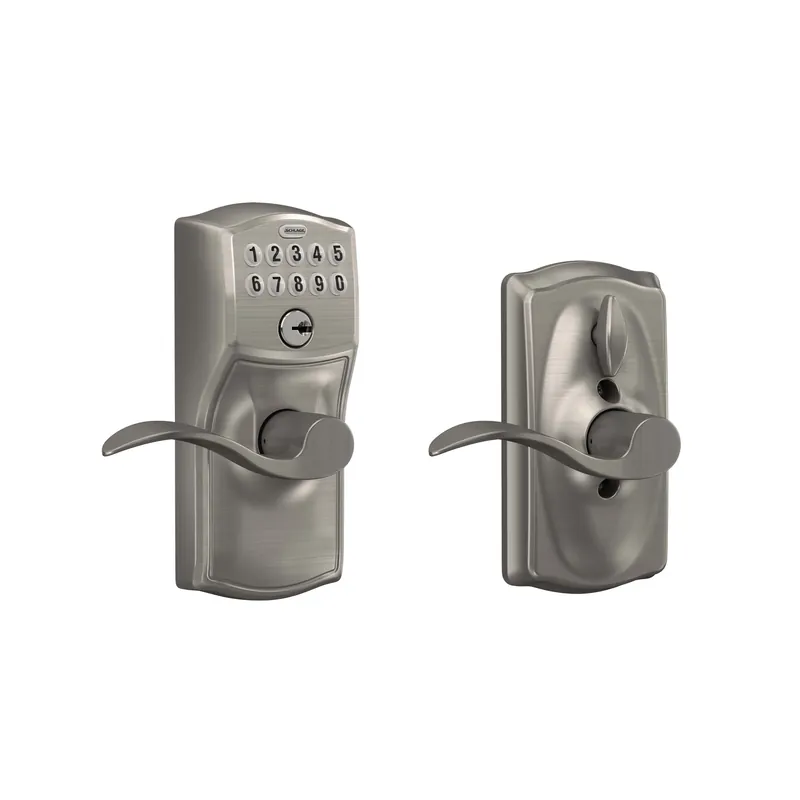 Accent Entry Lever Lockset, Keyless Keypad, Camelot Trim, Satin Nickel