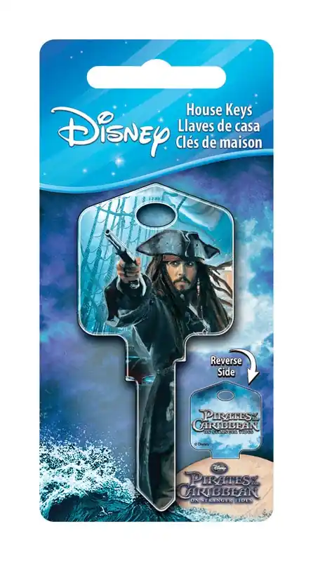 HILLMAN Disney Capt N Jack Sparrow House Key Blank 66/97 Double For Kwikset And Titan Locks Blue