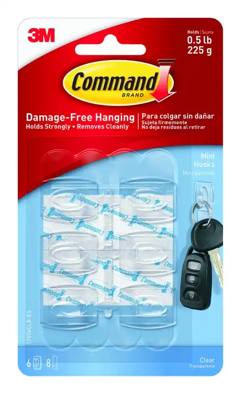 3M Command Mini Plastic Hook 1.08 In. L 6 Pk