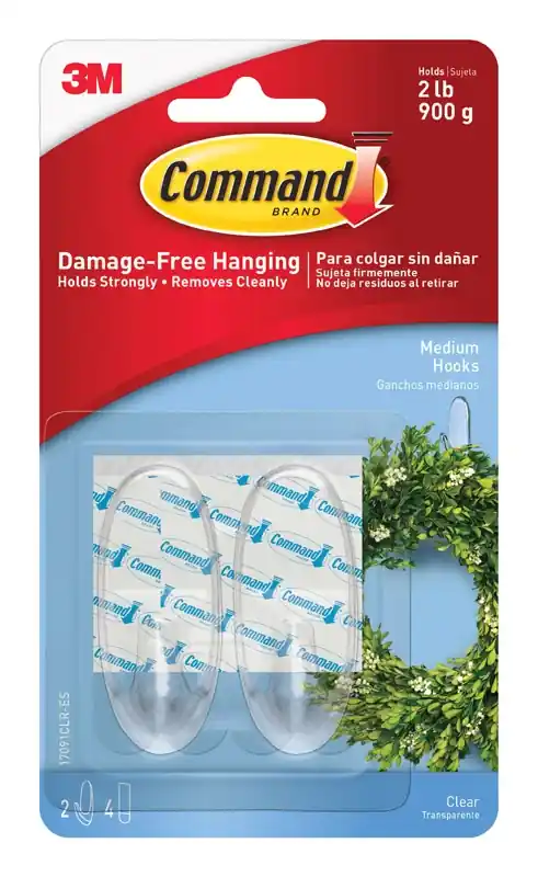3M Command Medium Plastic Hook 1.625 In. L 2 Pk