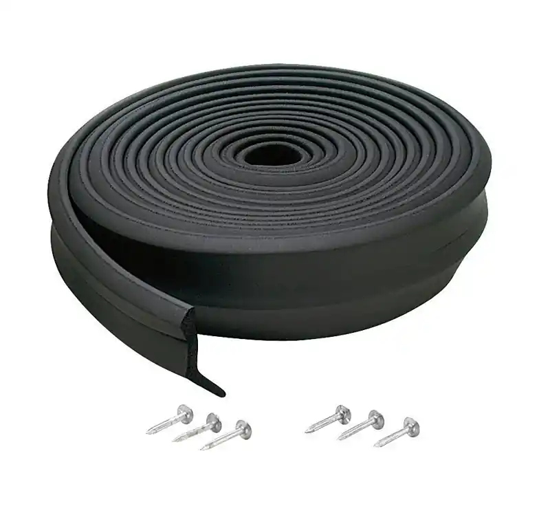 Garage Door Bottom Weatherstipping, Black Rubber, 9-Ft.