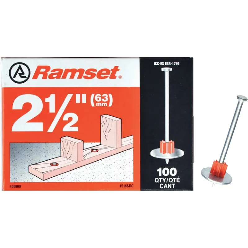 Ramset 0.300 In. D X 2.5 In. L Steel Round Head Drive Pin With Washer 100 Pk