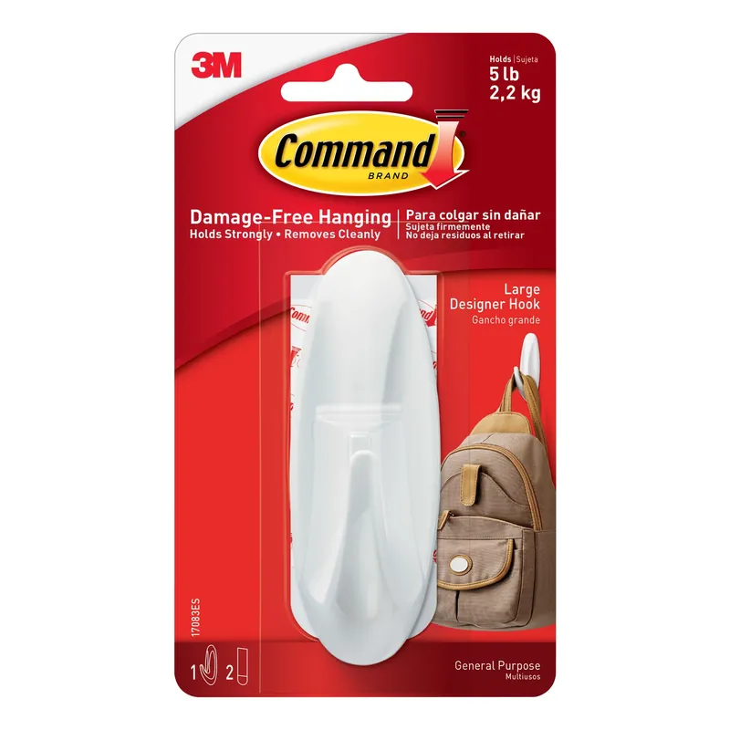 3M Command Large Plastic Designer Hooks 4.125 In. L 1 Pk