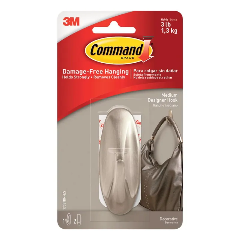 3M Command Medium Plastic Designer Hooks 3.125 In. L 1 Pk