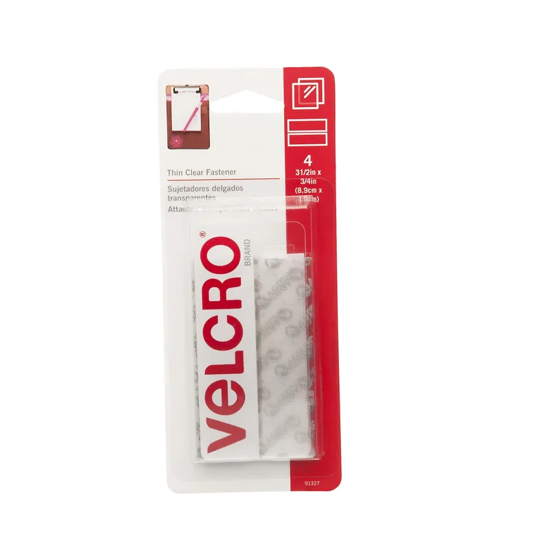 VELCRO Brand Thin Clear Small Nylon Hook And Loop Fastener 3-1/2 In. L 4 Pk