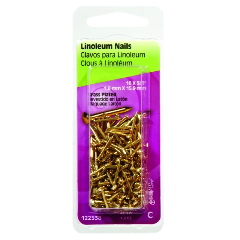 HILLMAN 5/8 In. Binding Brass-Plated Steel Nail Flat Head