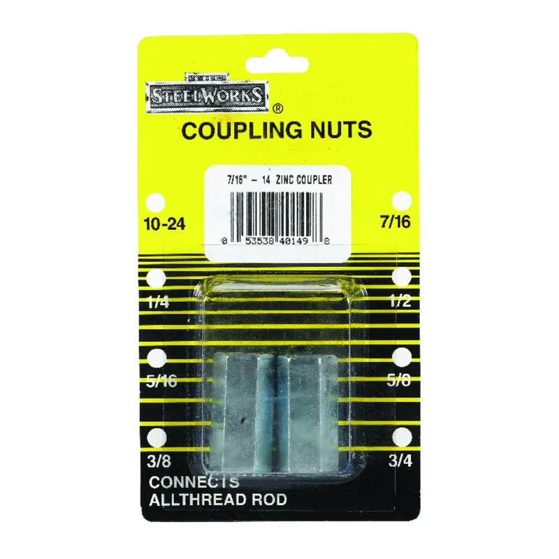 Boltmaster 7/16 - 14 In. Steel Coupling Nut 2 Pk